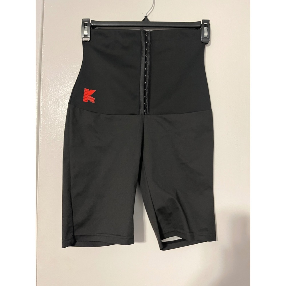 Kumayes Black High Waist Sauna Shorts Waist Trainer Tummy‎ Control Large NWT